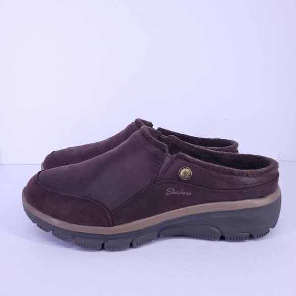 Skechers Easy Going Latte Women's 8 Chocolate Faux Fur Clogs Slip On Memory Foam - Picture 6 of 12